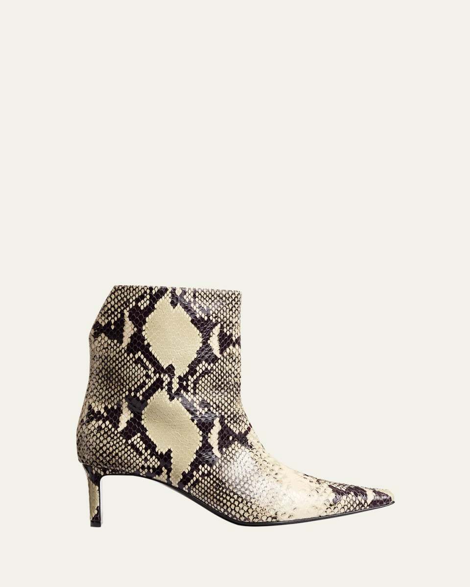 Ona Python-Embossed Stiletto Ankle Boots
